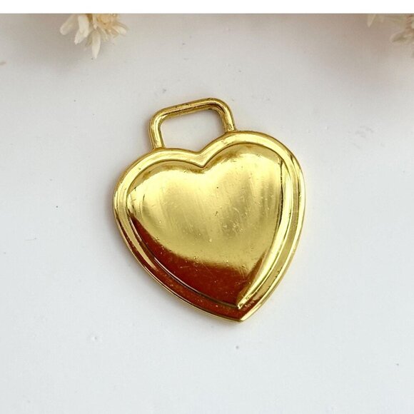 Gold T Minimalist Heart Vintage Love Pendant | Charm | Trinket - "EL" Carved - Picture 1 of 10